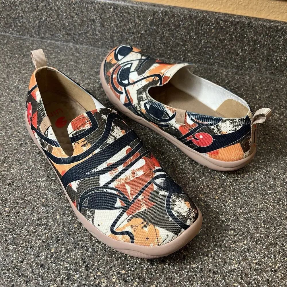 UIN Footwear Slip On Shoes Canvas Comfortable Loafer Grafitti Mens Size 12.5 New